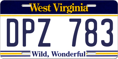 WV license plate DPZ783