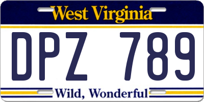 WV license plate DPZ789