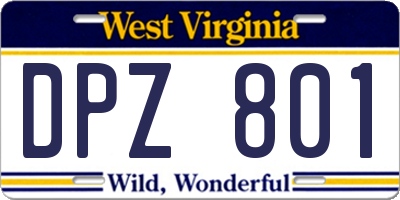 WV license plate DPZ801