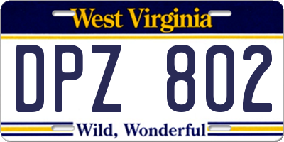 WV license plate DPZ802