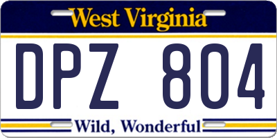 WV license plate DPZ804