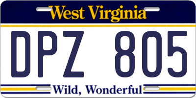 WV license plate DPZ805