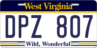 WV license plate DPZ807