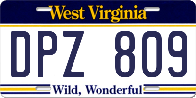 WV license plate DPZ809