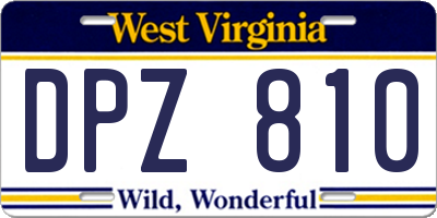 WV license plate DPZ810