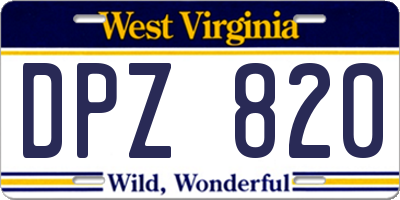 WV license plate DPZ820