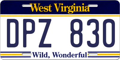 WV license plate DPZ830