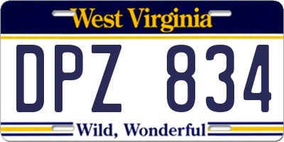 WV license plate DPZ834