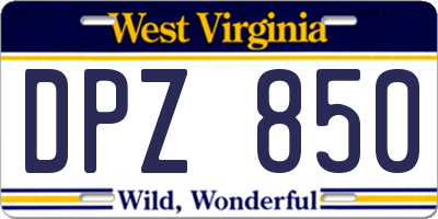 WV license plate DPZ850