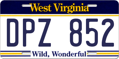 WV license plate DPZ852