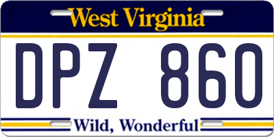 WV license plate DPZ860