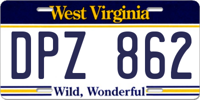 WV license plate DPZ862