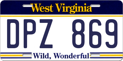 WV license plate DPZ869