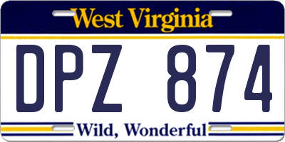 WV license plate DPZ874