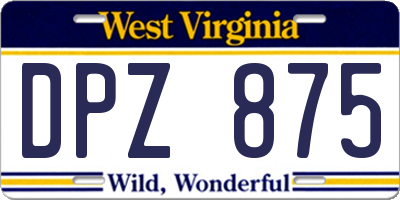 WV license plate DPZ875