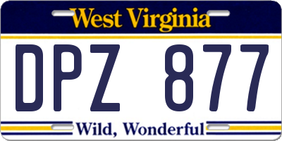 WV license plate DPZ877