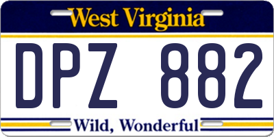 WV license plate DPZ882