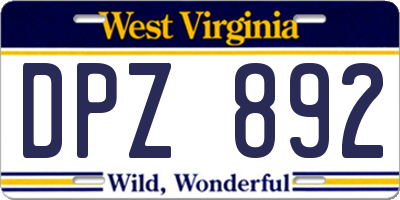 WV license plate DPZ892