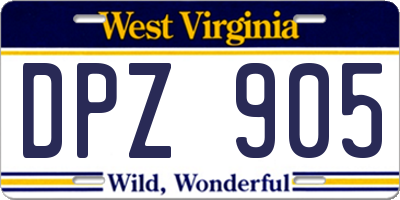 WV license plate DPZ905