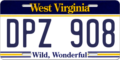 WV license plate DPZ908