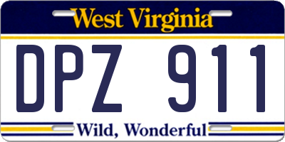 WV license plate DPZ911