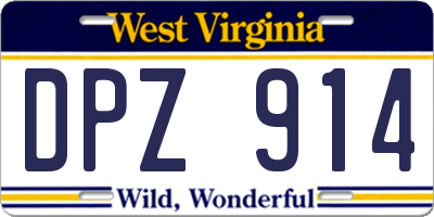 WV license plate DPZ914