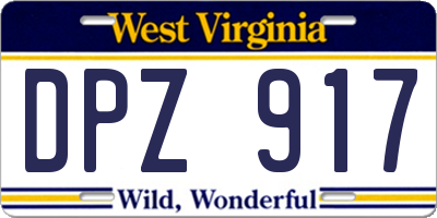 WV license plate DPZ917