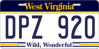 WV license plate DPZ920