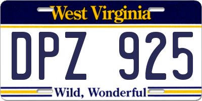 WV license plate DPZ925
