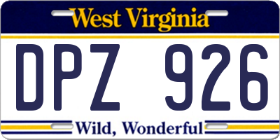WV license plate DPZ926