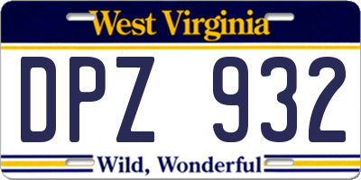 WV license plate DPZ932