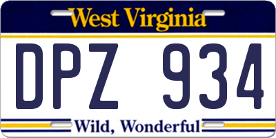 WV license plate DPZ934