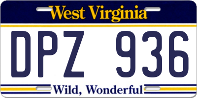 WV license plate DPZ936