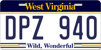 WV license plate DPZ940