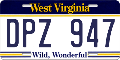 WV license plate DPZ947