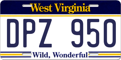 WV license plate DPZ950