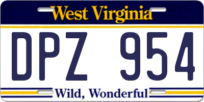 WV license plate DPZ954