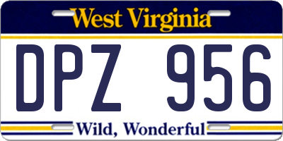 WV license plate DPZ956