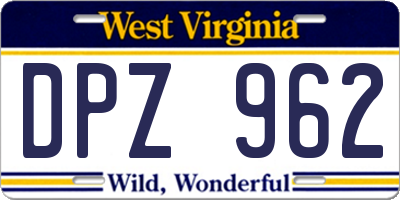 WV license plate DPZ962