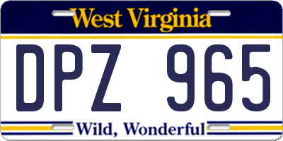 WV license plate DPZ965