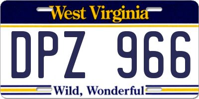 WV license plate DPZ966