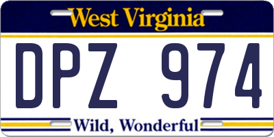 WV license plate DPZ974
