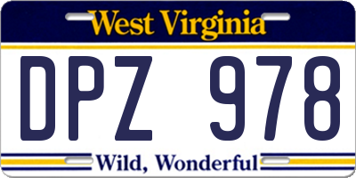 WV license plate DPZ978