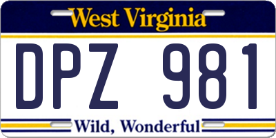 WV license plate DPZ981