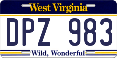 WV license plate DPZ983