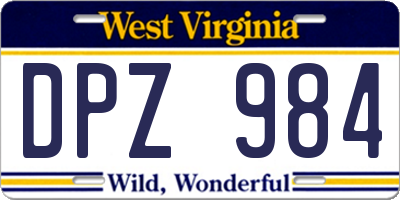 WV license plate DPZ984