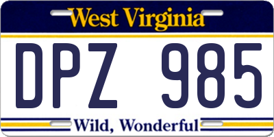 WV license plate DPZ985