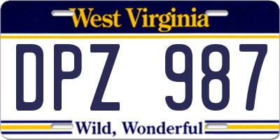 WV license plate DPZ987