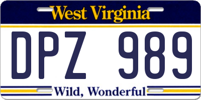 WV license plate DPZ989