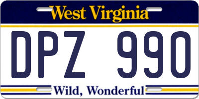 WV license plate DPZ990